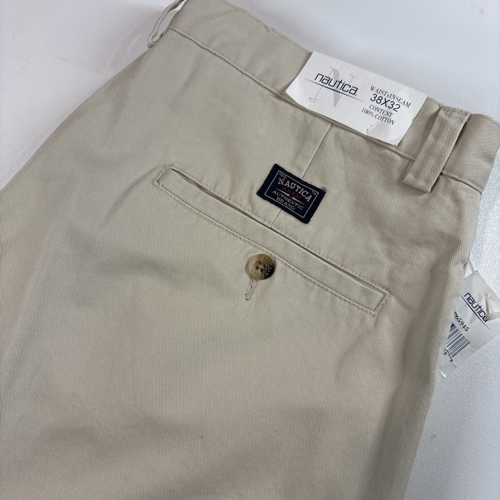 NWT VTG NAUTICA Khakis Chino Pants Mens W38 L32 Cotton Twill Preppy DEAD STOCK